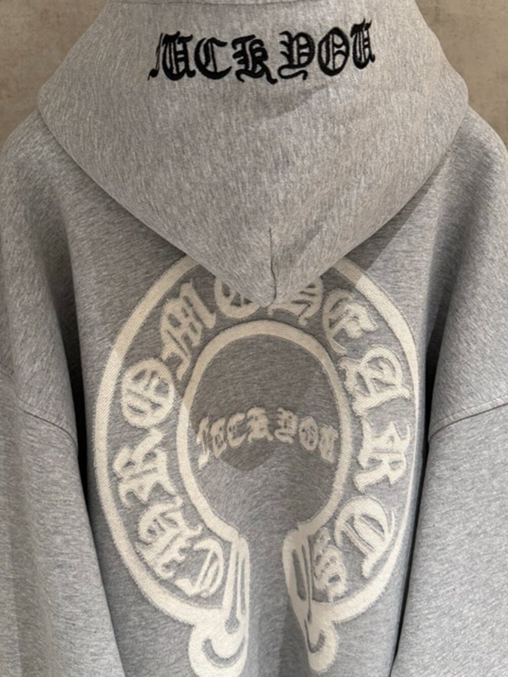 Chrome Hearts Embroidered Pattern Gray Hooded Sweatshirt Size XL - Picture 4 of 9